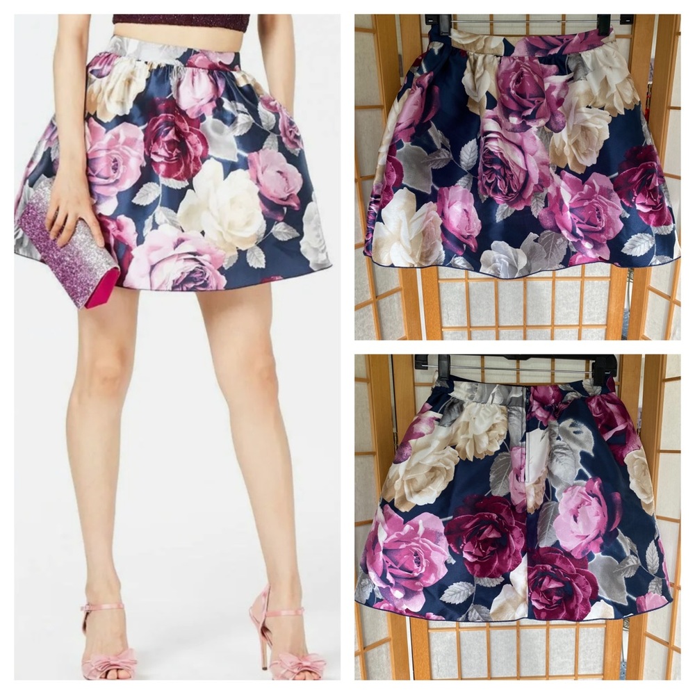 Speechless Floral Mini Lined Flared Skirt SZ 5 Junior
